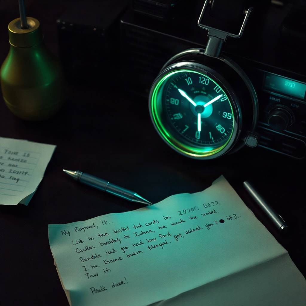 Cipher notes beside a radio headset
