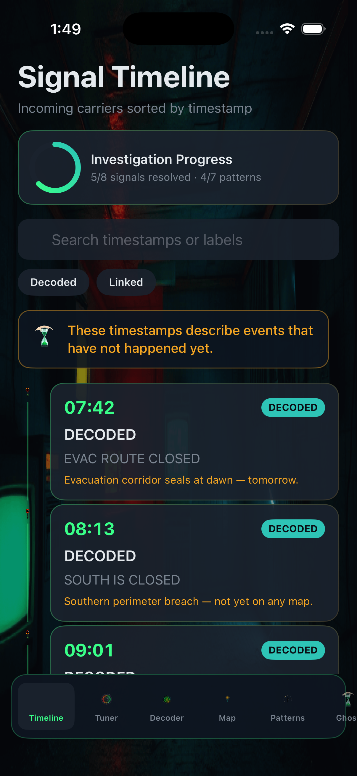 Transmission timeline in Signal Lost